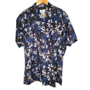 Anto Beverly Hills Blue Printed Short Sleeve Shirt